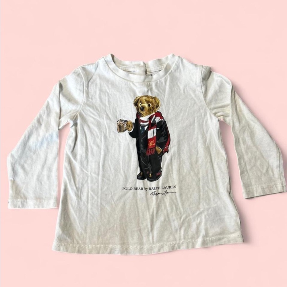 Ralph Lauren Kids Long Sleeve Shirt with Polo Bear Graphic
